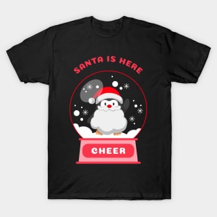 Santa Is Here Cheer Penguin (Red) T-Shirt